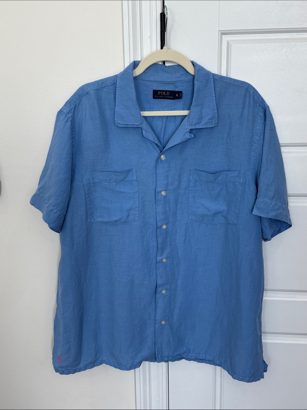 POLO Ralph Lauren Silk & Linen Men’s Button-Up Shirt Collared Luxury Tee Top XL